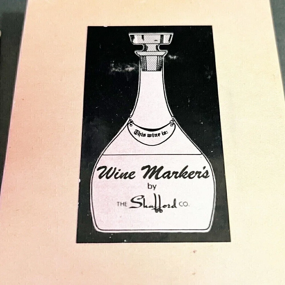 Vintage Shafford 3 White Porcelain Wine Markers Original Box Japan This Wine Is